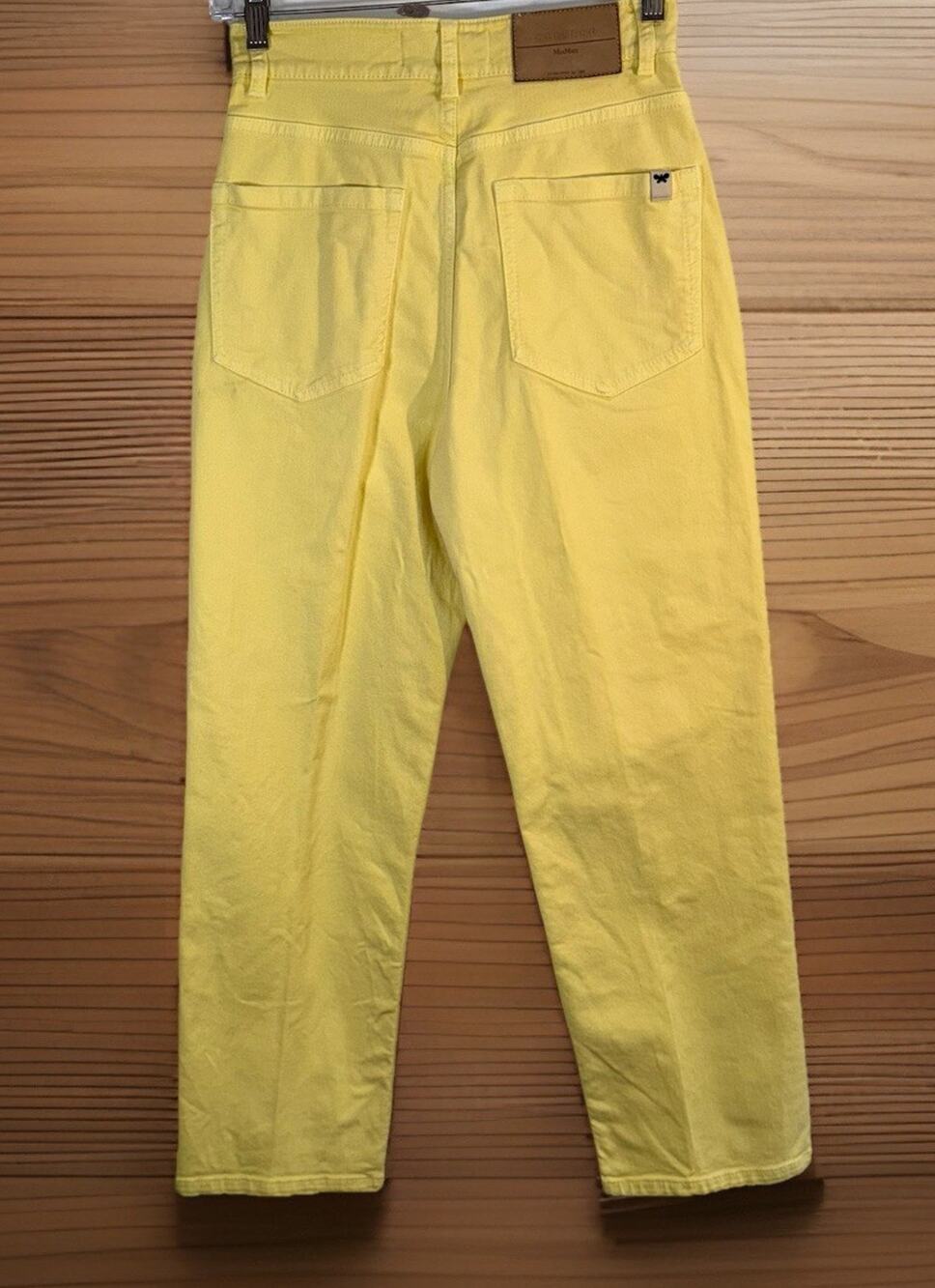 MaxMara Weekend Lei Wide Leg Jeans Butter Yellow Couture Designer Sz EU 30 US 2